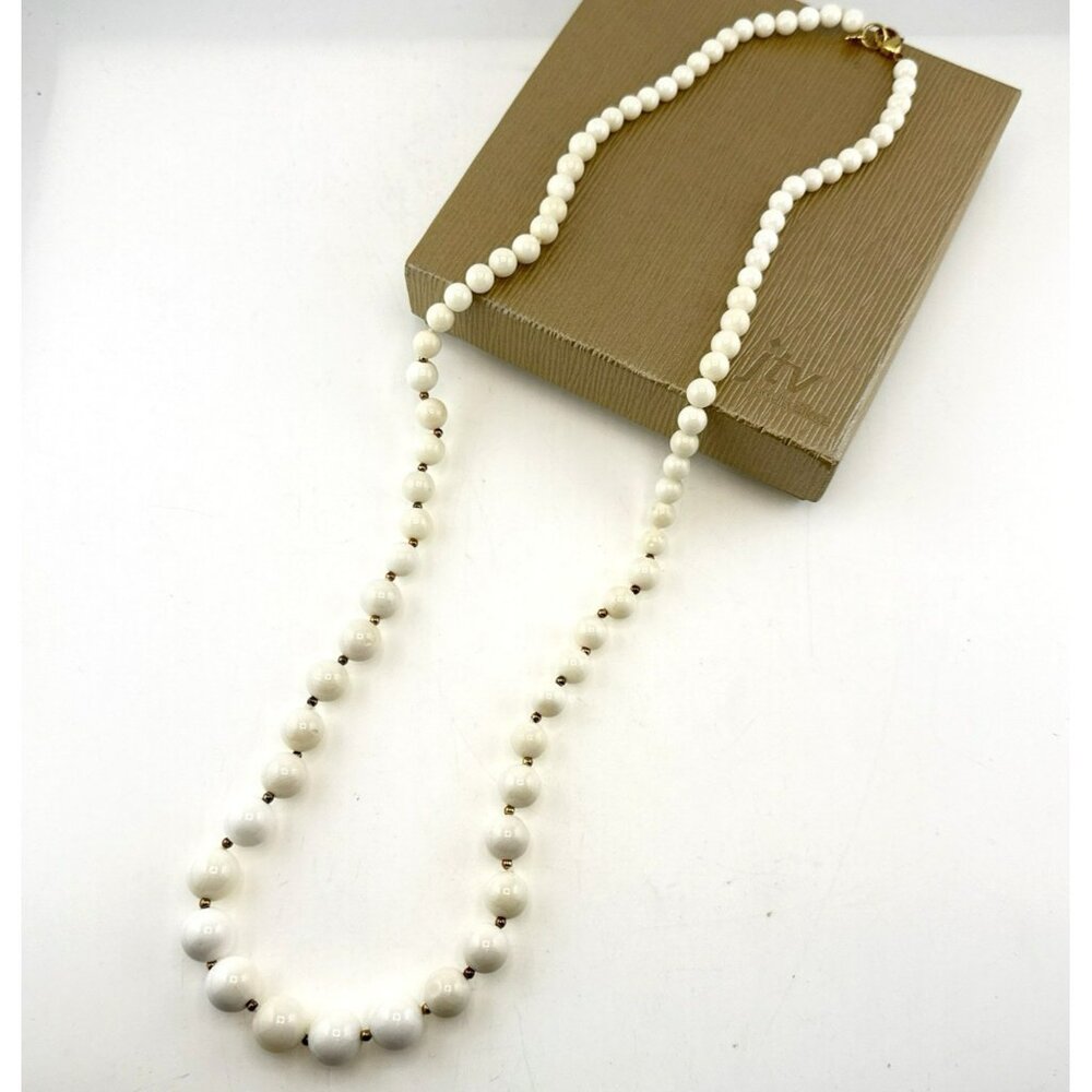 Lucas Lameth Necklace Coral White 18K Gold Clad over Sterling Silver 925 Beaded